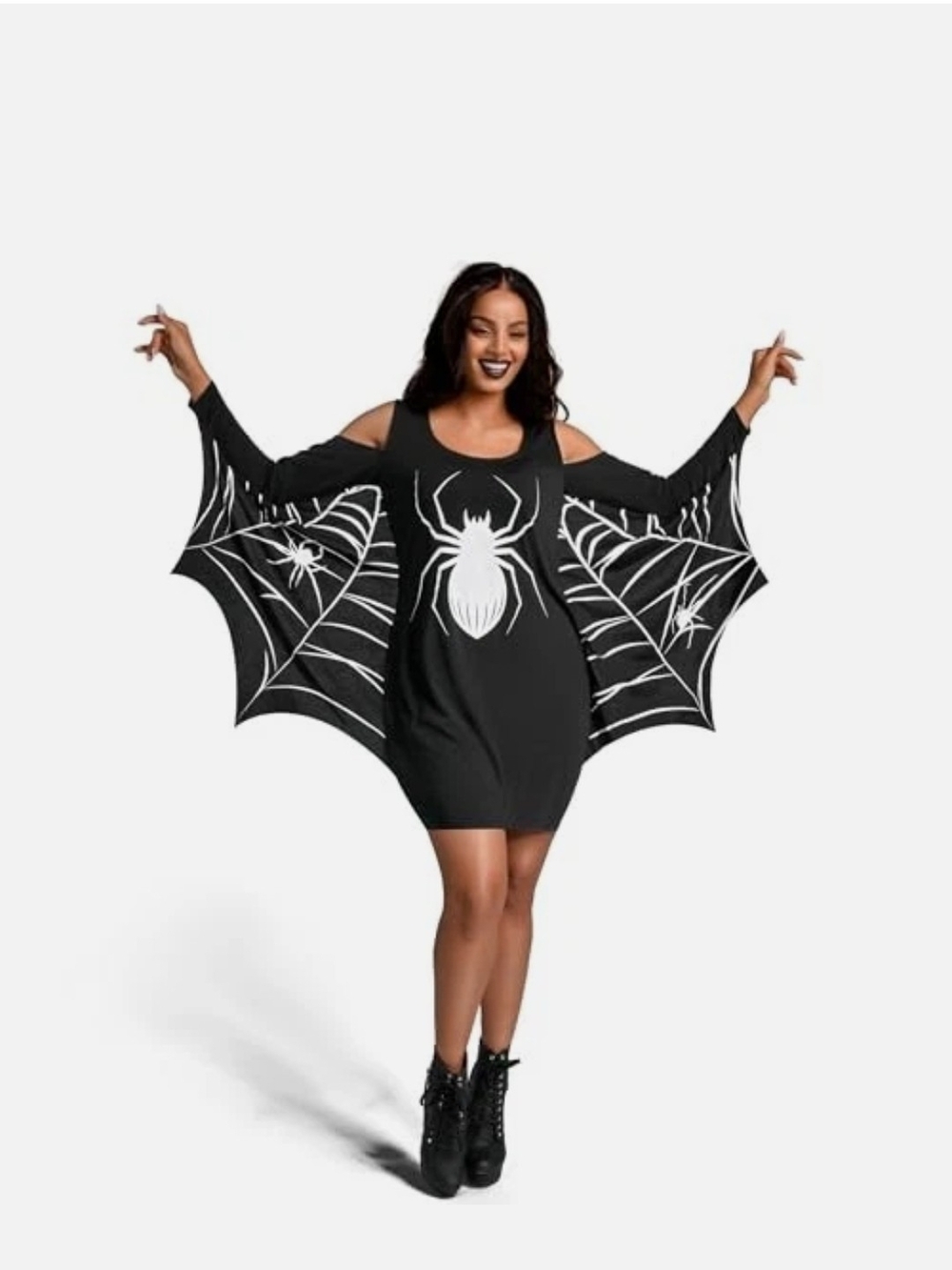 Black Spider Web Halloween Costume Dress XXL NWT